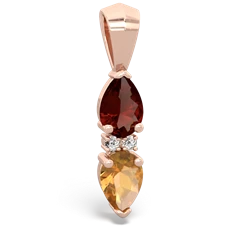 Garnet Bowtie Drop 14K Rose Gold pendant P0865