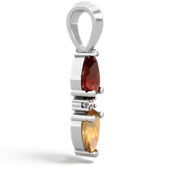 Garnet Bowtie Drop 14K White Gold pendant P0865