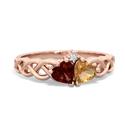 Garnet Heart To Heart Braid 14K Rose Gold ring R5870