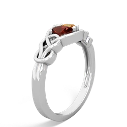 Garnet Celtic Love Knot 14K White Gold ring R5420