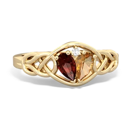 Garnet Celtic Love Knot 14K Yellow Gold ring R5420