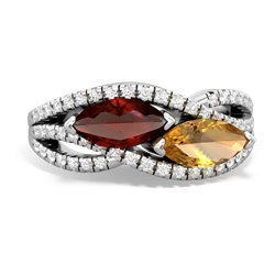 Garnet Diamond Rivers 14K White Gold ring R3070