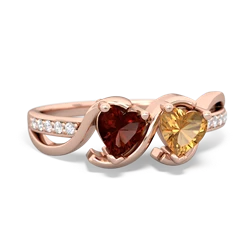 Garnet Side By Side 14K Rose Gold ring R3090