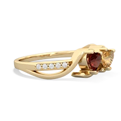 Garnet Side By Side 14K Yellow Gold ring R3090