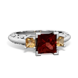 Garnet Eternal Embrace Engagement 14K White Gold ring C2001