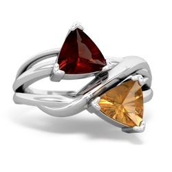 Garnet Split Band Swirl 14K White Gold ring R2341