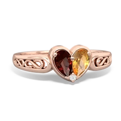 Garnet Filligree 'One Heart' 14K Rose Gold ring R5070