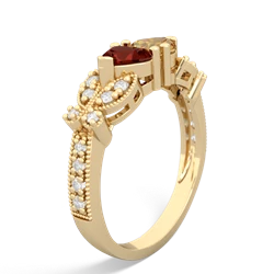 Garnet Diamond Butterflies 14K Yellow Gold ring R5601