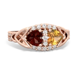 Garnet Sparkling Celtic Knot 14K Rose Gold ring R2645