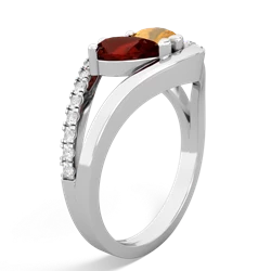 Garnet Nestled Heart Keepsake 14K White Gold ring R5650