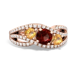 Garnet Three Stone Aurora 14K Rose Gold ring R3080