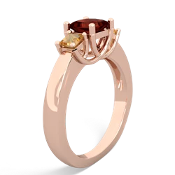 Garnet Three Stone Trellis 14K Rose Gold ring R4015