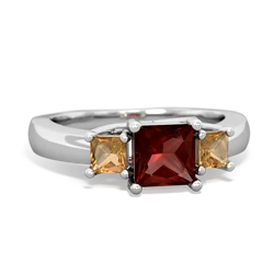 Garnet Three Stone Trellis 14K White Gold ring R4015