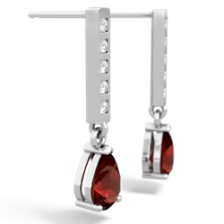 Garnet Art Deco Diamond Drop 14K White Gold earrings E5324