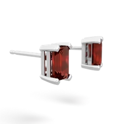 Garnet 6X4mm Emerald-Cut Stud 14K White Gold earrings E1855