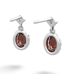 Garnet Antique-Style Halo 14K White Gold earrings E5720