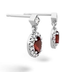 Garnet Antique-Style Halo 14K White Gold earrings E5720