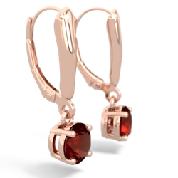 Garnet 6Mm  Round Lever Back 14K Rose Gold earrings E2786