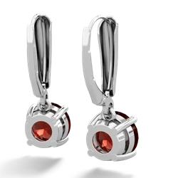 Garnet 8Mm  Round Lever Back 14K White Gold earrings E2788