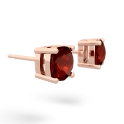 Garnet 6Mm Checkerboard Cushion Stud 14K Rose Gold earrings E1796