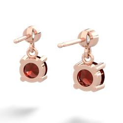 Garnet Diamond Drop 6Mm Round 14K Rose Gold earrings E1986