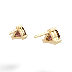 Garnet 5Mm Trillion Stud 14K Yellow Gold earrings E1858