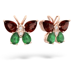 Garnet Butterfly 14K Rose Gold earrings E2215