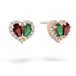 Garnet Halo 14K Rose Gold earrings E7008