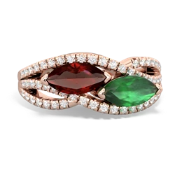 Garnet Diamond Rivers 14K Rose Gold ring R3070