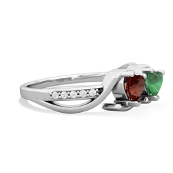 Garnet Side By Side 14K White Gold ring R3090