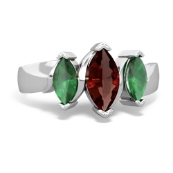 Garnet Three Peeks 14K White Gold ring R2433