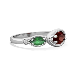 Garnet Milgrain Marquise 14K White Gold ring R5700