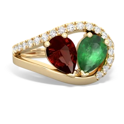 Garnet Nestled Heart Keepsake 14K Yellow Gold ring R5650