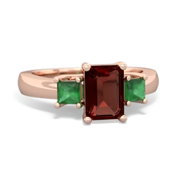 Garnet Three Stone Emerald-Cut Trellis 14K Rose Gold ring R4021