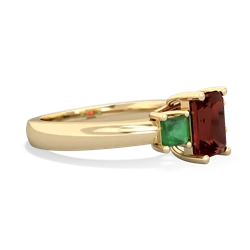 Garnet Three Stone Emerald-Cut Trellis 14K Yellow Gold ring R4021