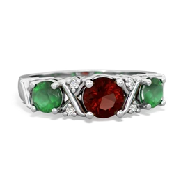 Garnet Hugs And Kisses 14K White Gold ring R5016