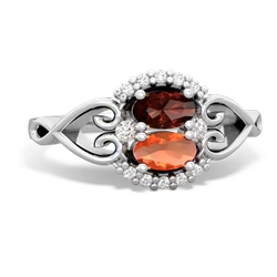 Garnet Love Nest 14K White Gold ring R5860