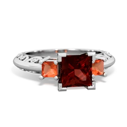 Garnet Eternal Embrace Engagement 14K White Gold ring C2001