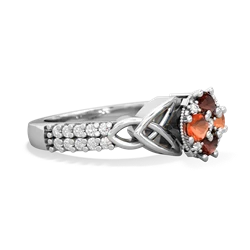 Garnet Celtic Knot Cluster Engagement 14K White Gold ring R26443RD