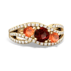 Garnet Three Stone Aurora 14K Yellow Gold ring R3080