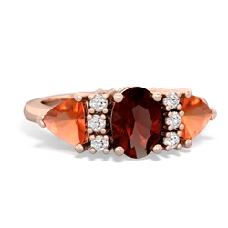 Garnet Antique Style Three Stone 14K Rose Gold ring R2186