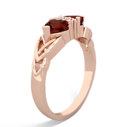 Garnet Celtic Knot Double Heart 14K Rose Gold ring R5040