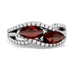 Garnet Diamond Rivers 14K White Gold ring R3070