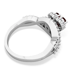 Garnet Diamond Twist 'One Heart' 14K White Gold ring R2640HRT