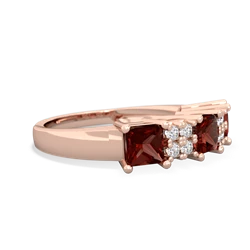 Pink Tourmaline Three Stone Diamond Cluster 14K Rose Gold ring R2592