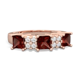 Pink Tourmaline Three Stone Diamond Cluster 14K Rose Gold ring R2592