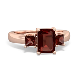 Garnet Three Stone Emerald-Cut Trellis 14K Rose Gold ring R4021