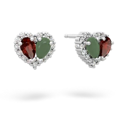 Garnet Halo 14K White Gold earrings E7008