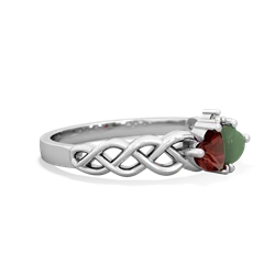 Garnet Heart To Heart Braid 14K White Gold ring R5870