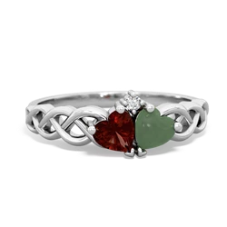 Garnet Heart To Heart Braid 14K White Gold ring R5870